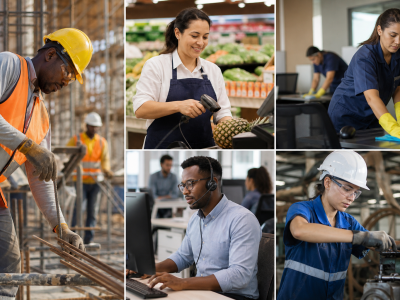 Trabalhadores atuam em diferentes setores da economia brasileira, representando a geração de empregos formais